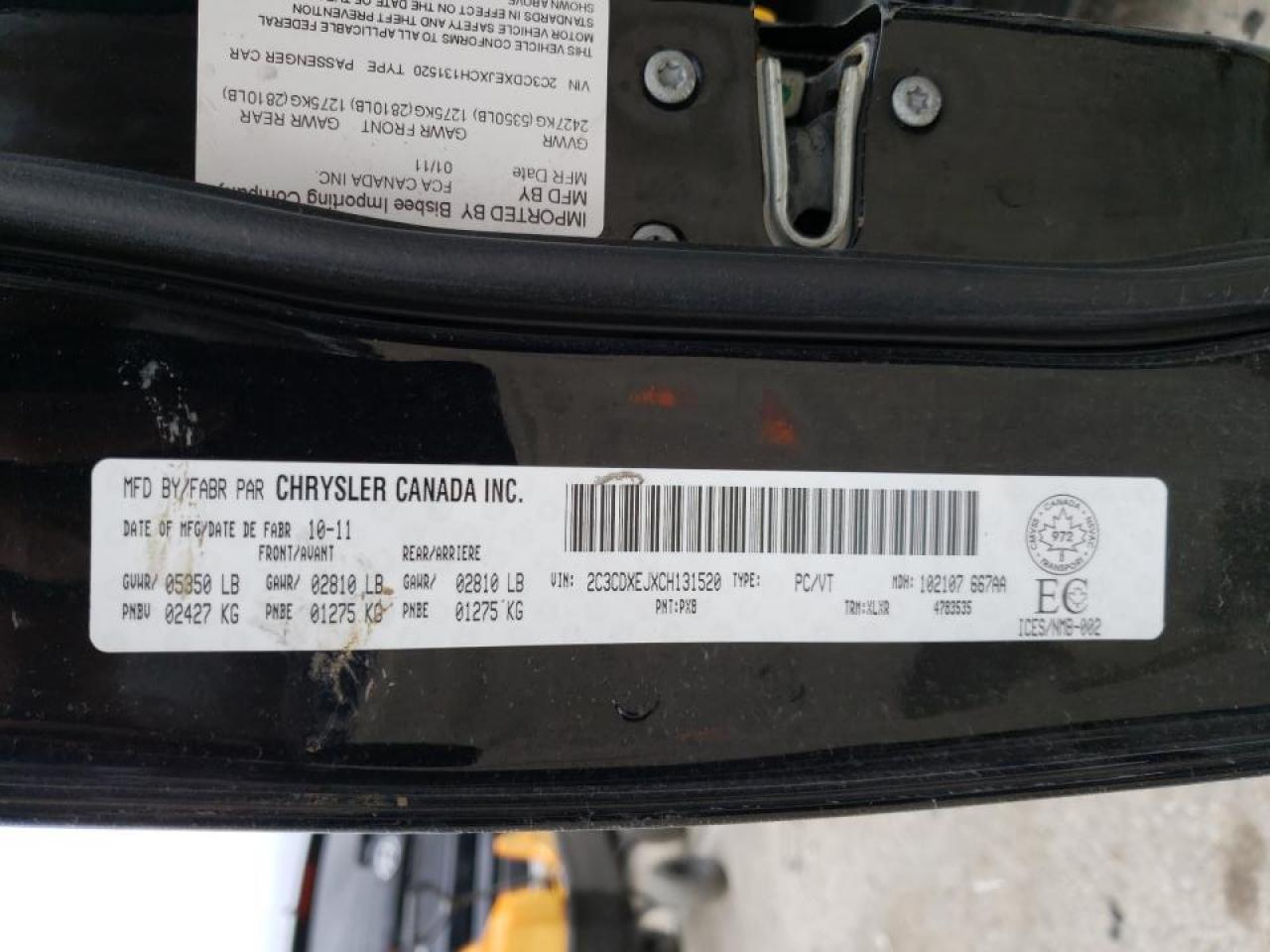 Photo 10 from auction – 2012 DODGE CHARGER SR with VIN 2C3CDXEJXCH131520