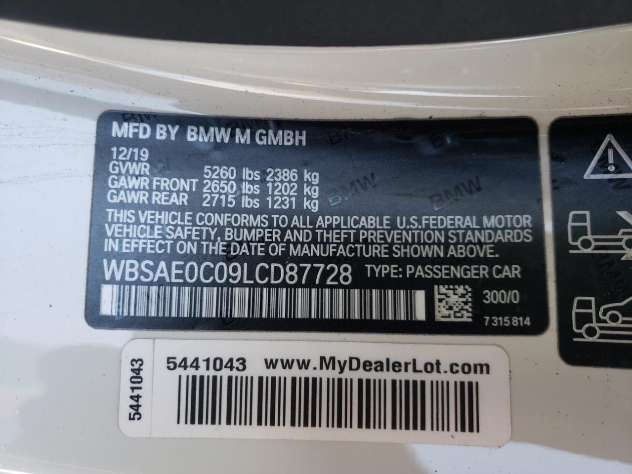 Photo 10 from auction – 2020 BMW M8 with VIN WBSAE0C09LCD87728