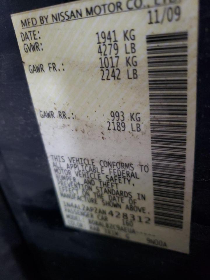 Photo 10 from auction – 2010 NISSAN ALTIMA BAS with VIN 1N4AL2AP2AN428312