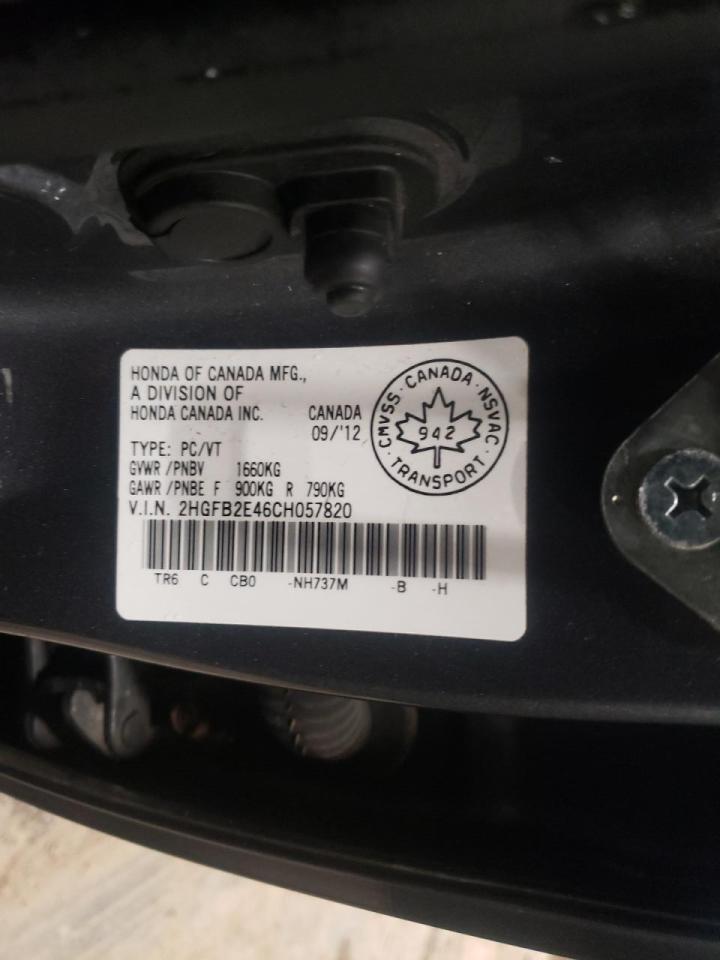 Photo 10 from auction – 2012 HONDA CIVIC LX with VIN 2HGFB2E46CH057820