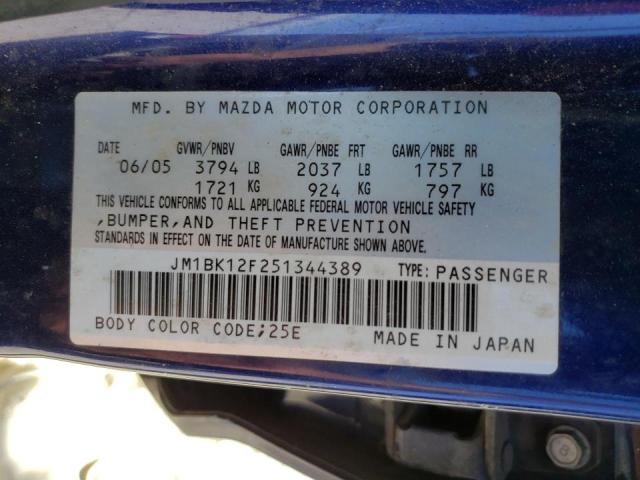 Photo 10 from auction – 2005 MAZDA 3 I with VIN JM1BK12F251344389
