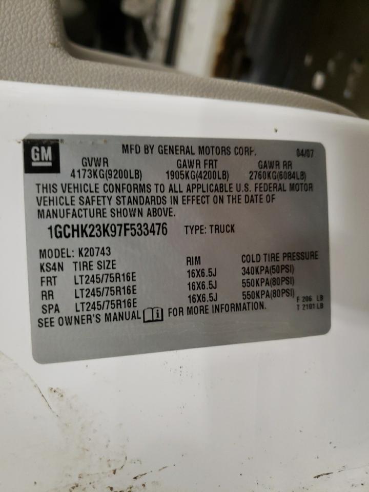 Photo 10 from auction – 2007 CHEVROLET SILVERADO with VIN 1GCHK23K97F533476