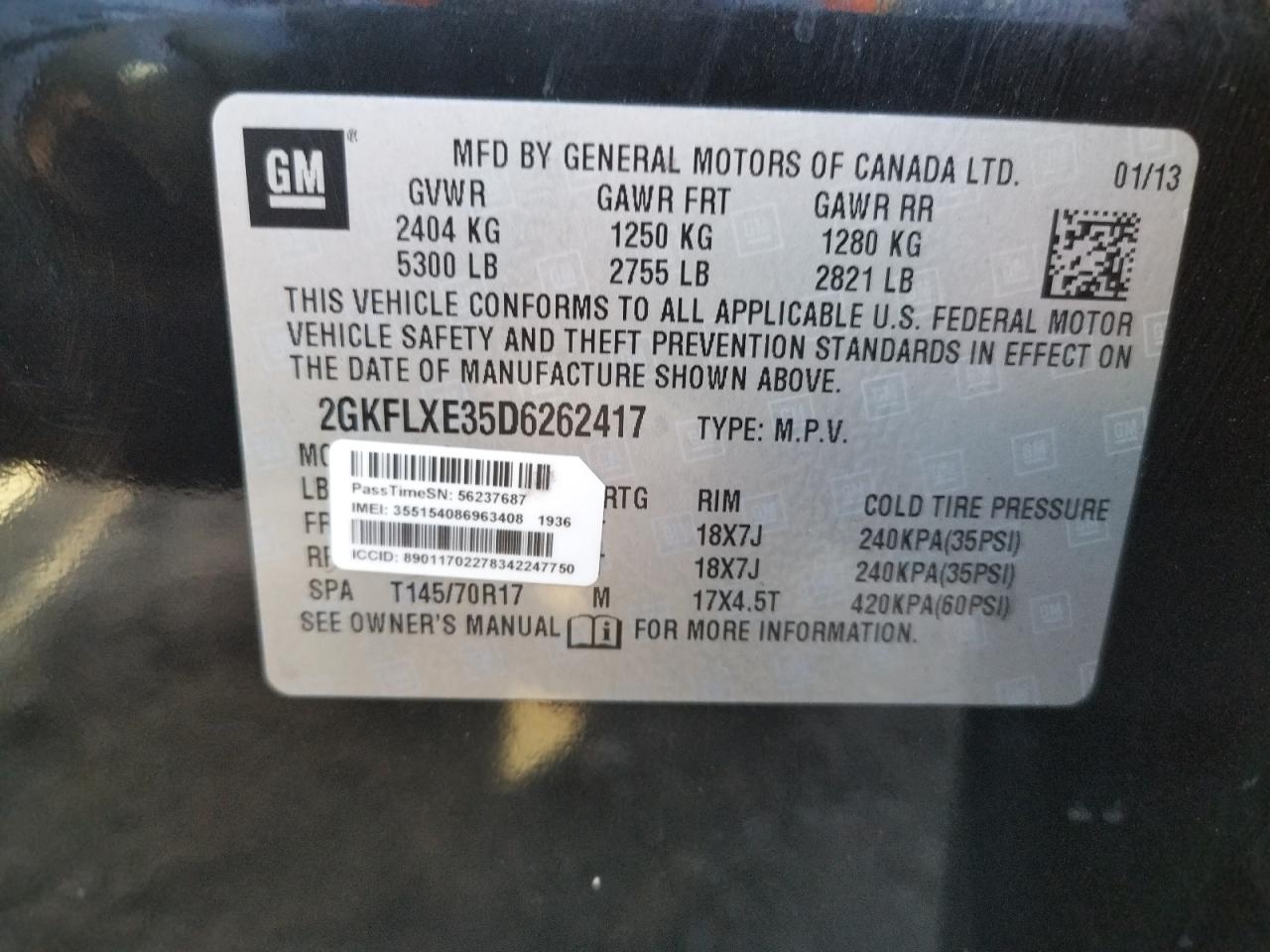 Photo 10 from auction – 2013 GMC TERRAIN SL with VIN 2GKFLXE35D6262417