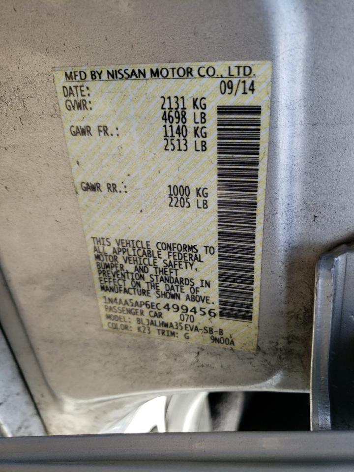 Photo 10 from auction – 2014 NISSAN MAXIMA S with VIN 1N4AA5AP6EC499456