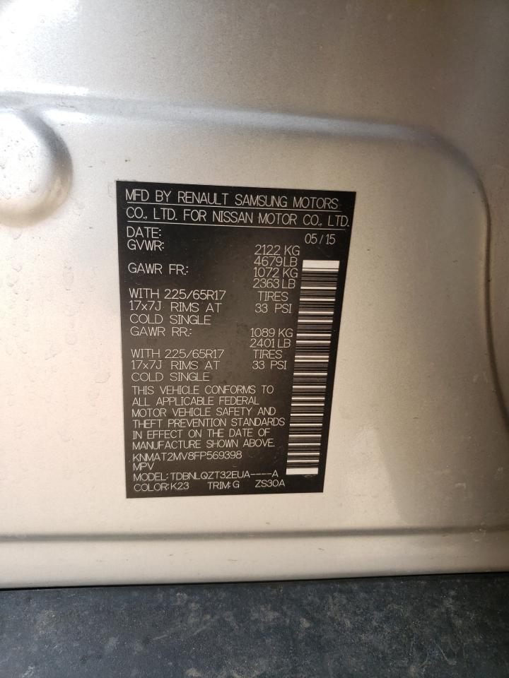 Photo 10 from auction – 2015 NISSAN ROGUE S with VIN KNMAT2MV8FP569398