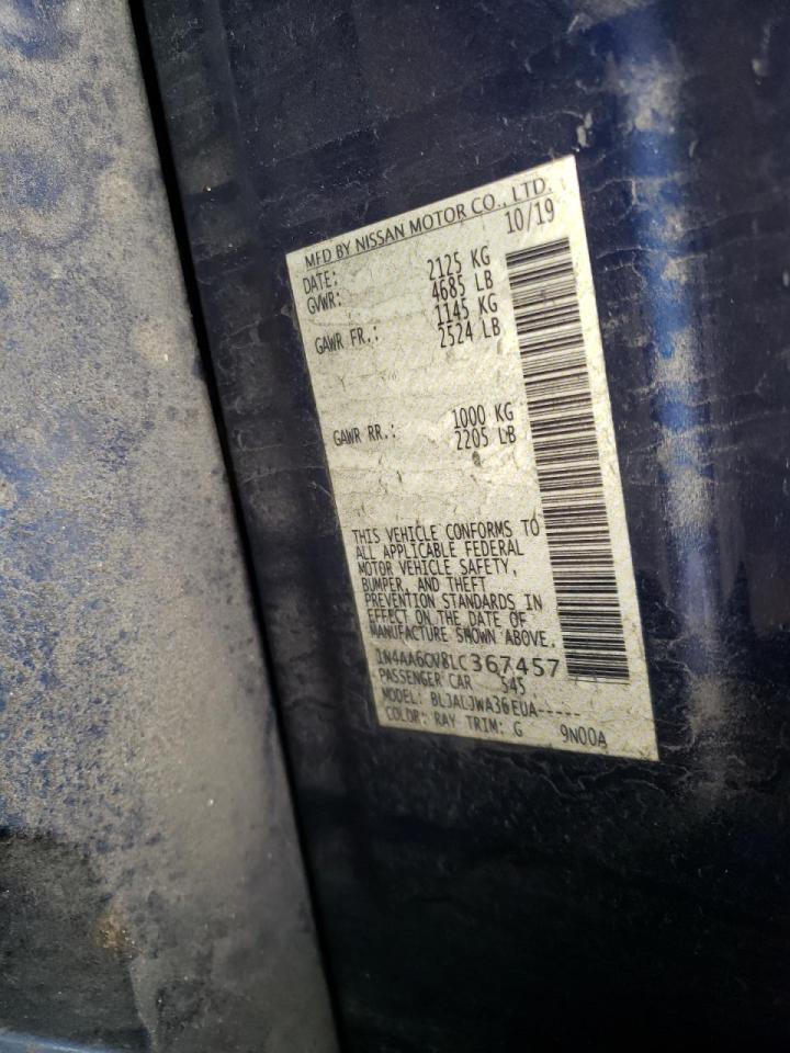 Photo 10 from auction – 2020 NISSAN MAXIMA SV with VIN 1N4AA6CV8LC367457