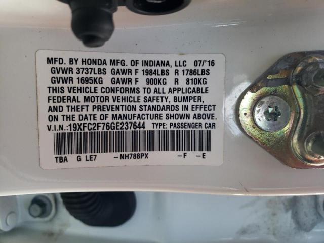 Photo 10 from auction – 2016 HONDA CIVIC EX with VIN 19XFC2F76GE237644