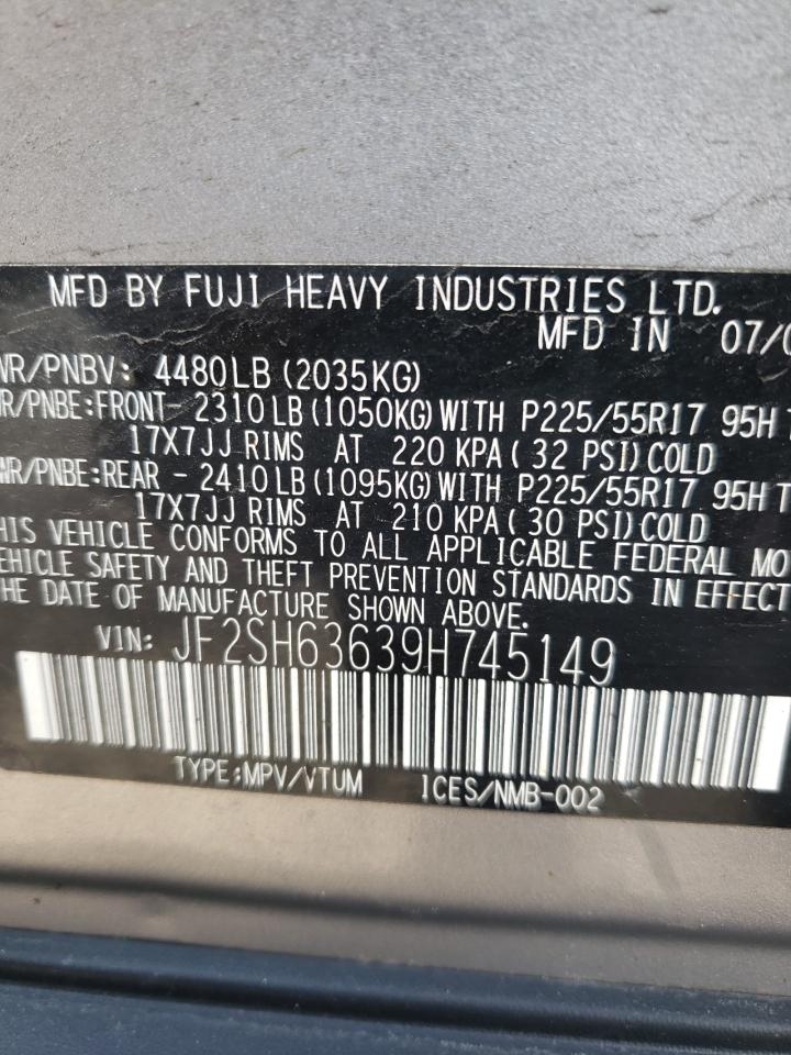 Photo 10 from auction – 2009 SUBARU FORESTER 2 with VIN JF2SH63639H745149