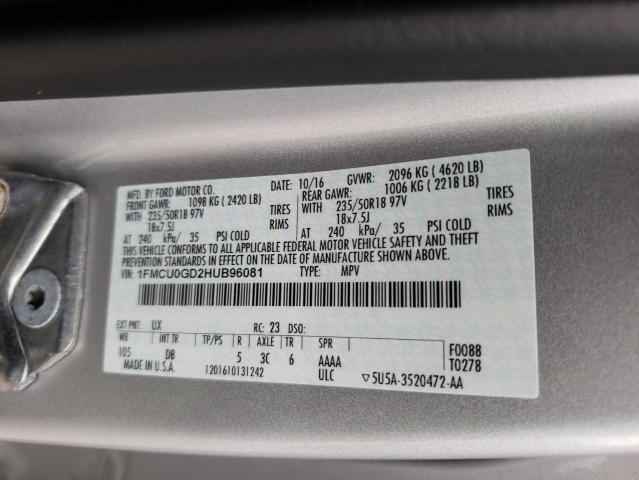 Photo 10 from auction – 2017 FORD ESCAPE SE with VIN 1FMCU0GD2HUB96081