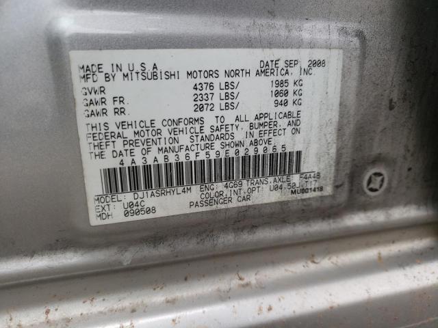 Photo 10 from auction – 2009 MITSUBISHI GALANT ES with VIN 4A3AB36F59E029065