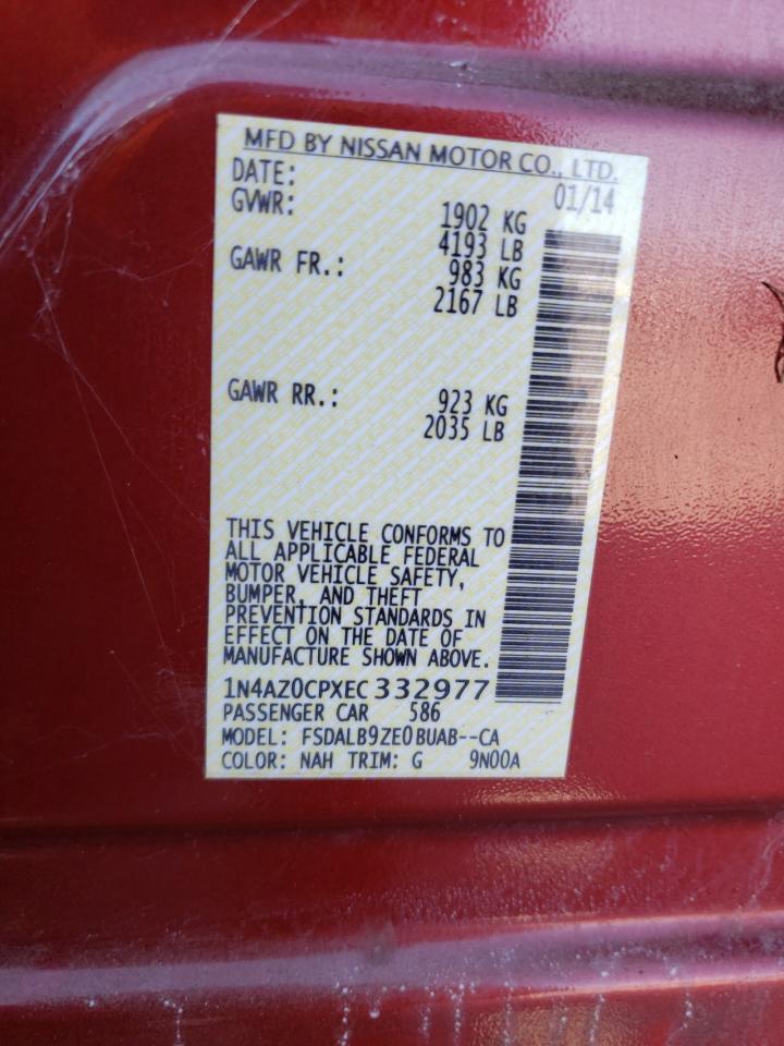 Photo 10 from auction – 2014 NISSAN LEAF S with VIN 1N4AZ0CPXEC332977