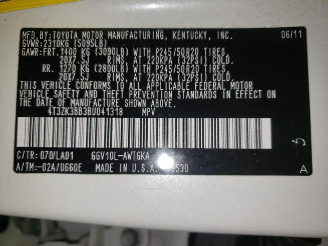 Photo 10 from auction – 2011 TOYOTA VENZA with VIN 4T3ZK3BB3BU041318