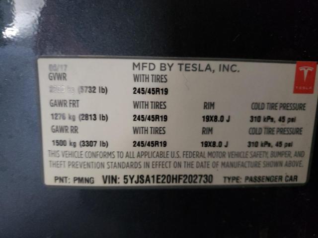 Photo 10 from auction – 2017 TESLA MODEL S with VIN 5YJSA1E20HF202730