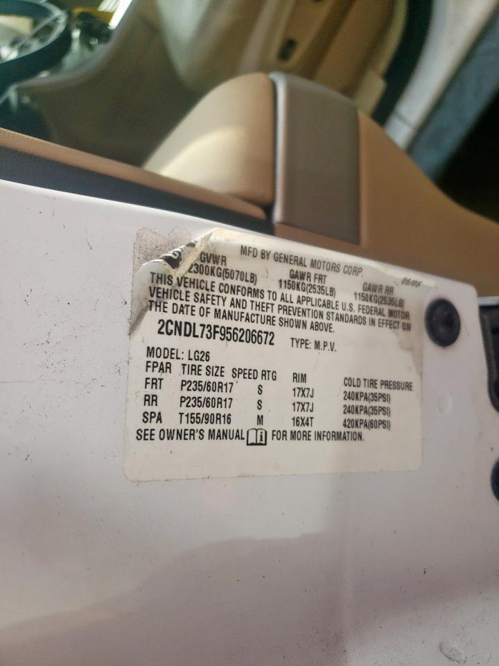 Photo 10 from auction – 2005 CHEVROLET EQUINOX LT with VIN 2CNDL73F956206672