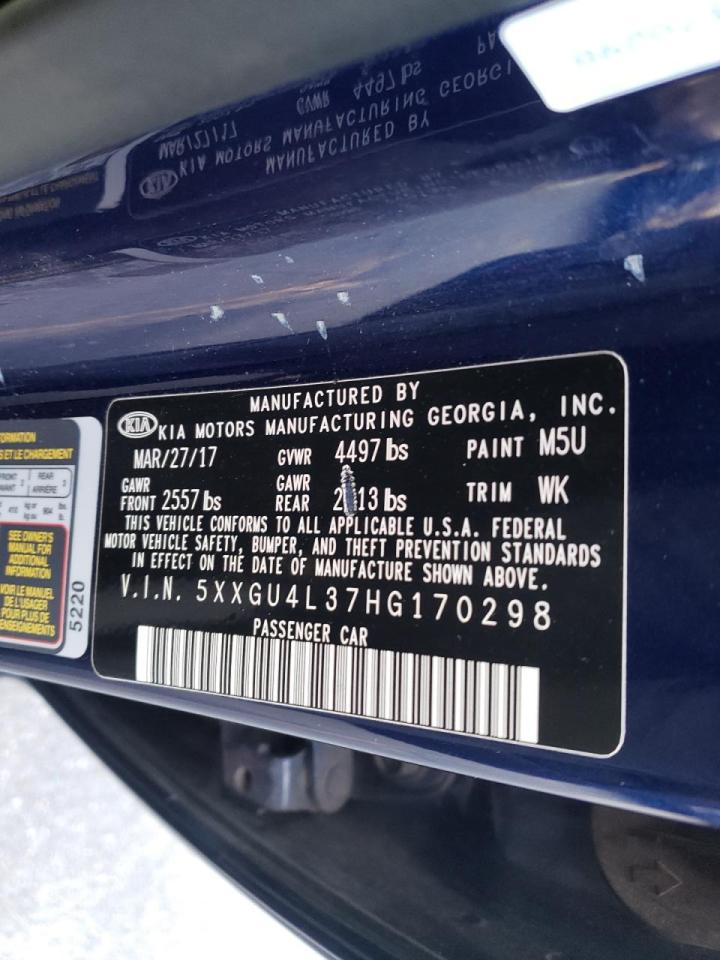 Photo 10 from auction – 2017 KIA OPTIMA EX with VIN 5XXGU4L37HG170298
