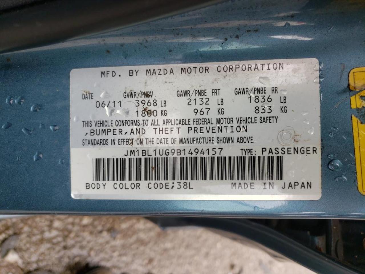 Photo 10 from auction – 2011 MAZDA 3 I with VIN JM1BL1UG9B1494157