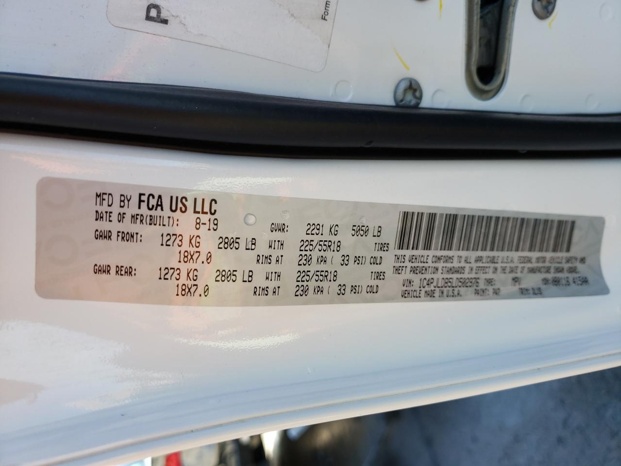 Photo 10 from auction – 2020 JEEP CHEROKEE L with VIN 1C4PJLDB5LD502976
