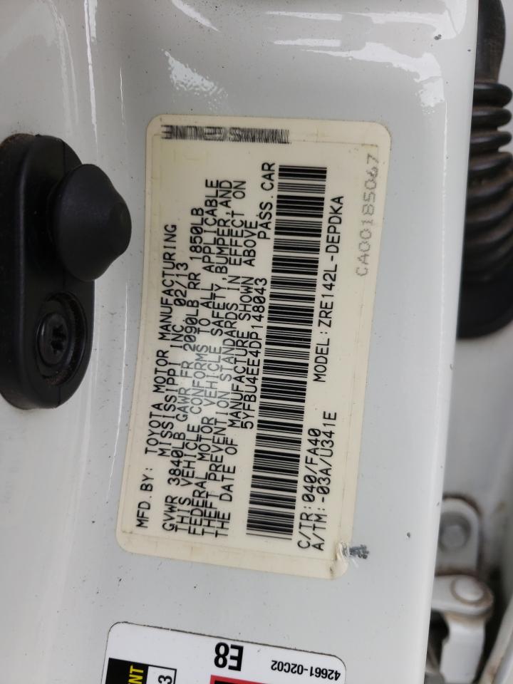 Photo 10 from auction – 2013 TOYOTA COROLLA BA with VIN 5YFBU4EE4DP148043