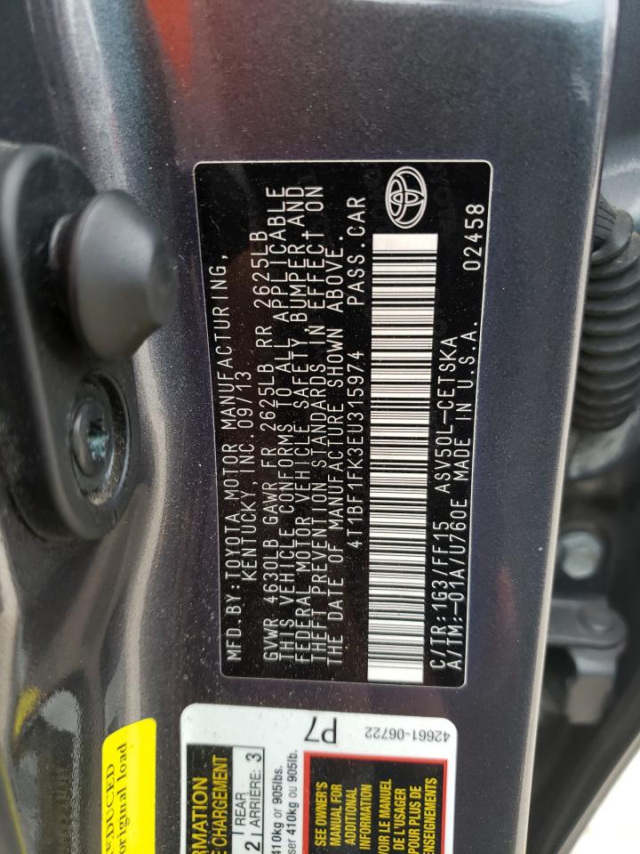 Photo 10 from auction – 2014 TOYOTA CAMRY L with VIN 4T1BF1FK3EU315974