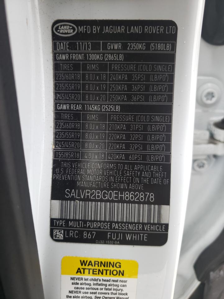 Photo 10 from auction – 2014 LAND ROVER RANGE ROVE with VIN SALVR2BG0EH862878