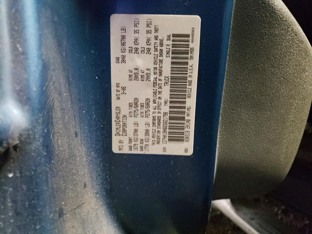 Photo 10 from auction – 2006 DODGE RAM 1500 S with VIN 1D7HA18N66S621798