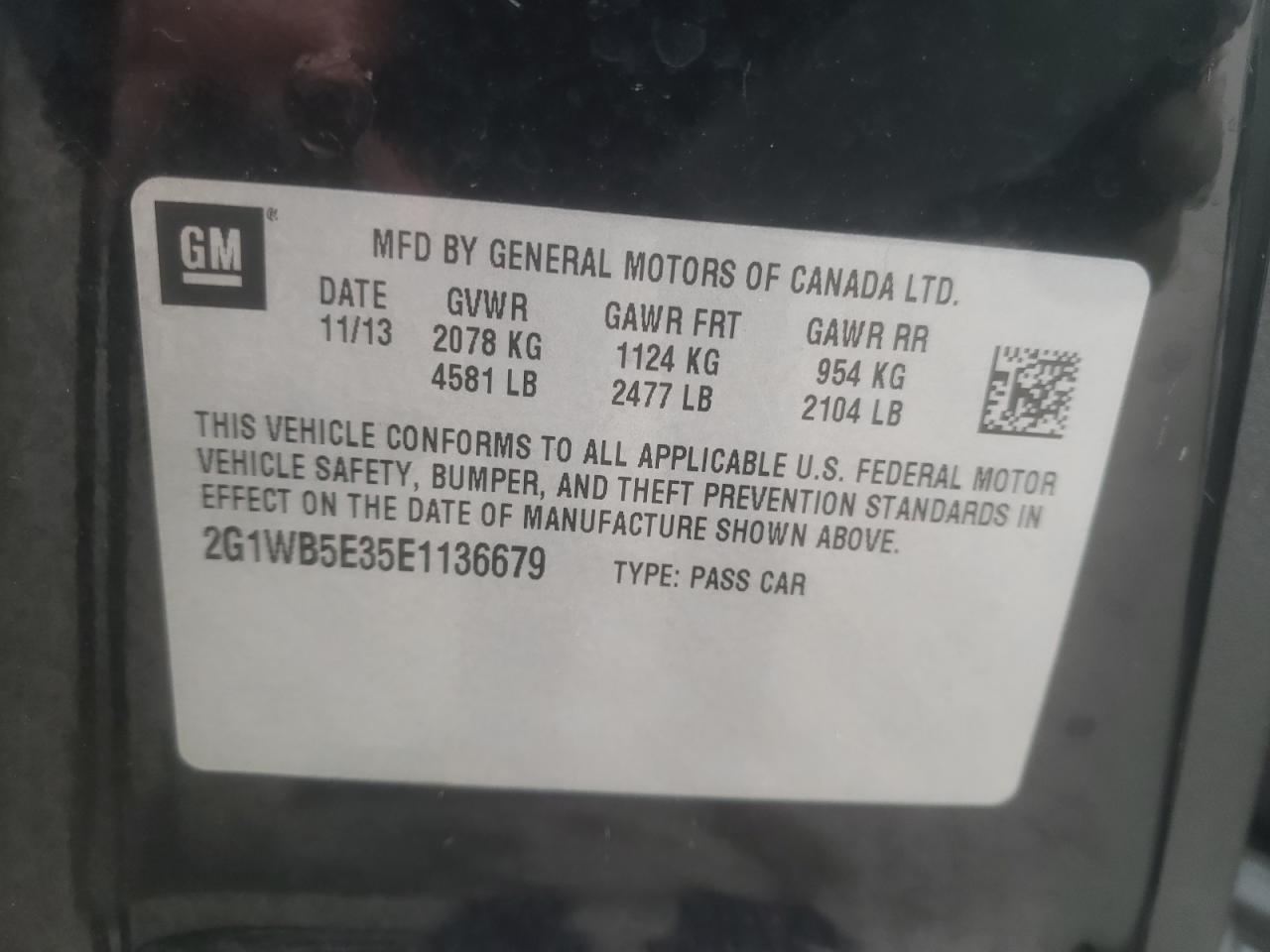 Photo 10 from auction – 2014 CHEVROLET IMPALA LIM with VIN 2G1WB5E35E1136679