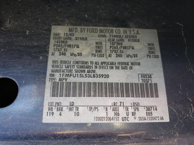 Photo 10 from auction – 2003 FORD EXPEDITION with VIN 1FMFU15L53LB35920