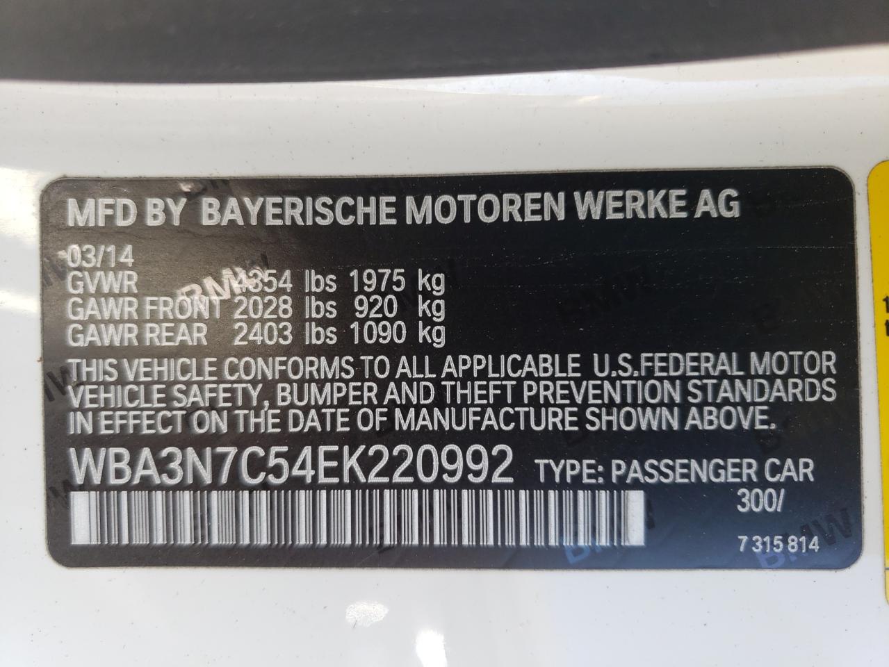 Photo 10 from auction – 2014 BMW 428 I with VIN WBA3N7C54EK220992