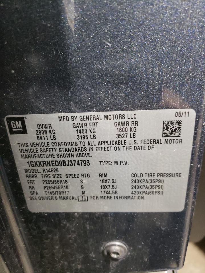 Photo 10 from auction – 2011 GMC ACADIA SLE with VIN 1GKKRNED9BJ374793