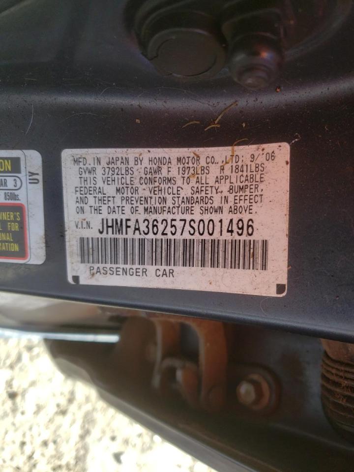 Photo 10 from auction – 2007 HONDA CIVIC HYBR with VIN JHMFA36257S001496