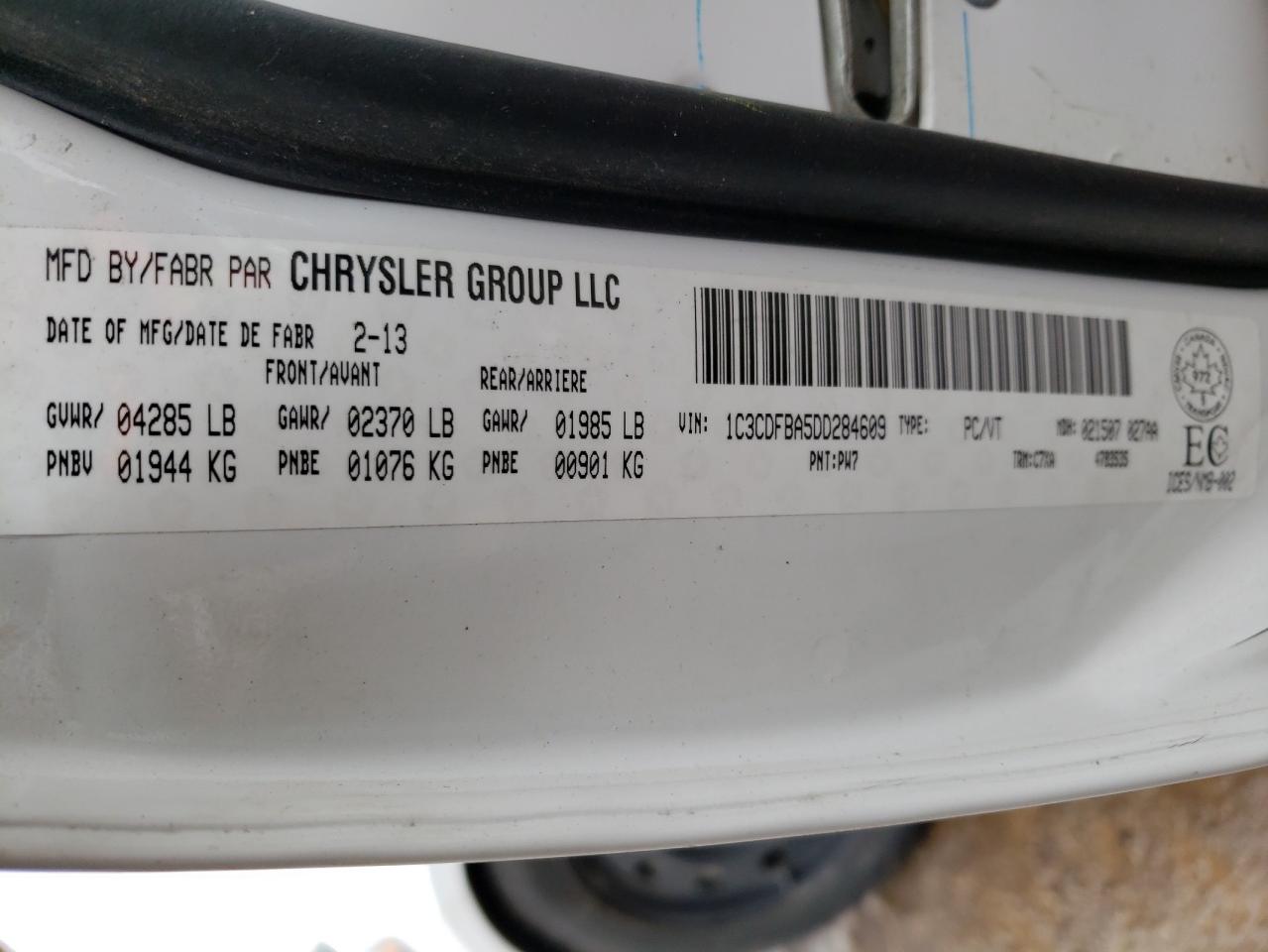 Photo 10 from auction – 2013 DODGE DART SXT with VIN 1C3CDFBA5DD284609