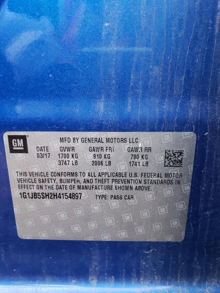 Photo 10 from auction – 2017 CHEVROLET SONIC LS with VIN 1G1JB5SH2H4154897