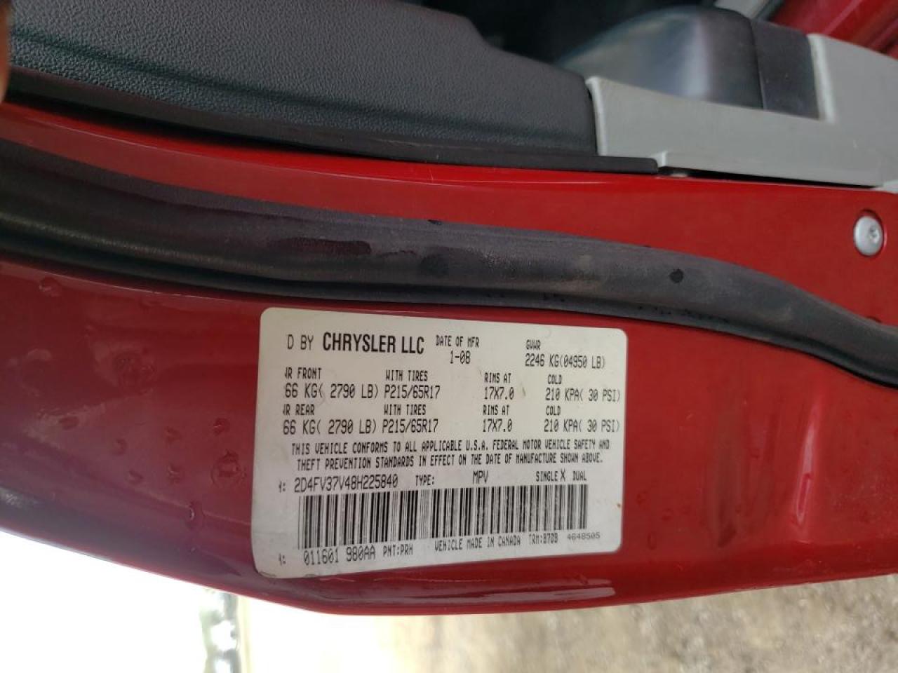 Photo 10 from auction – 2008 DODGE MAGNUM SXT with VIN 2D4FV37V48H225840