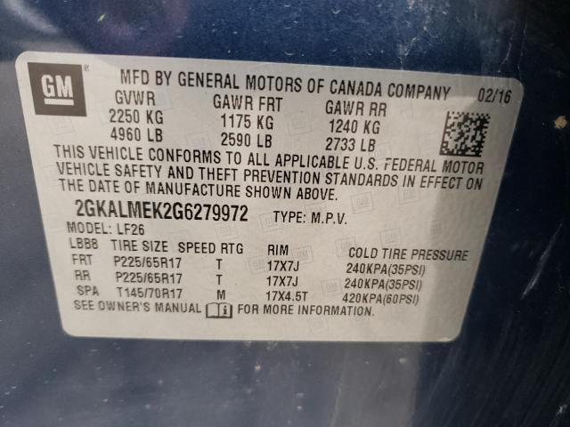Photo 10 from auction – 2016 GMC TERRAIN SL with VIN 2GKALMEK2G6279972