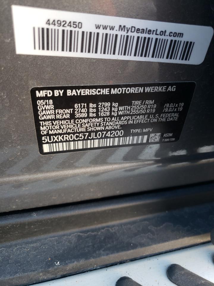 Photo 10 from auction – 2018 BMW X5 XDRIVE3 with VIN 5UXKR0C57JL074200