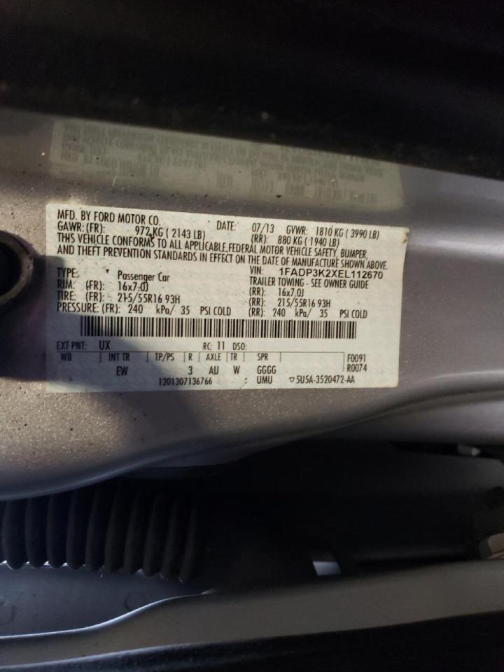 Photo 10 from auction – 2014 FORD FOCUS with VIN 1FADP3K2XEL112670