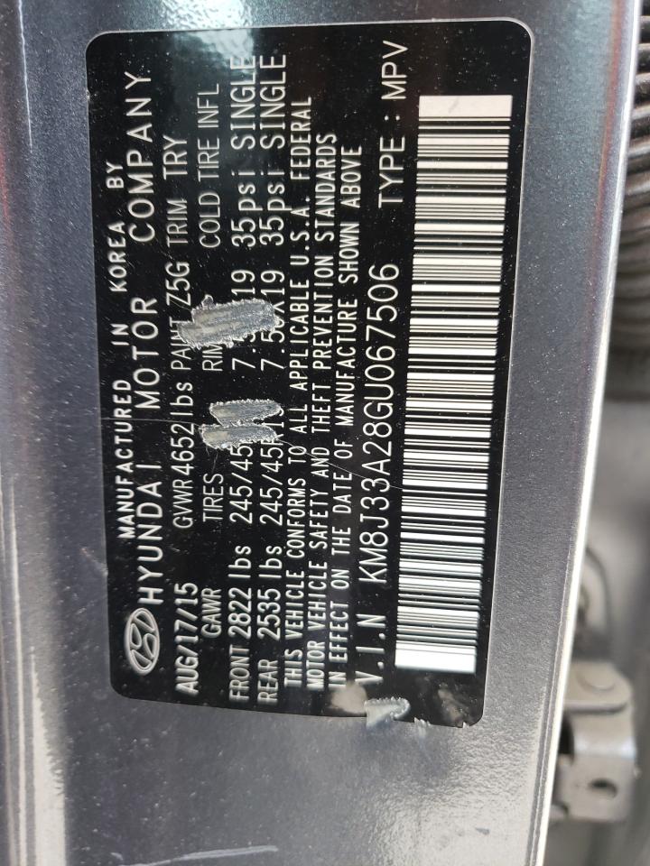 Photo 10 from auction – 2016 HYUNDAI TUCSON LIM with VIN KM8J33A28GU067506