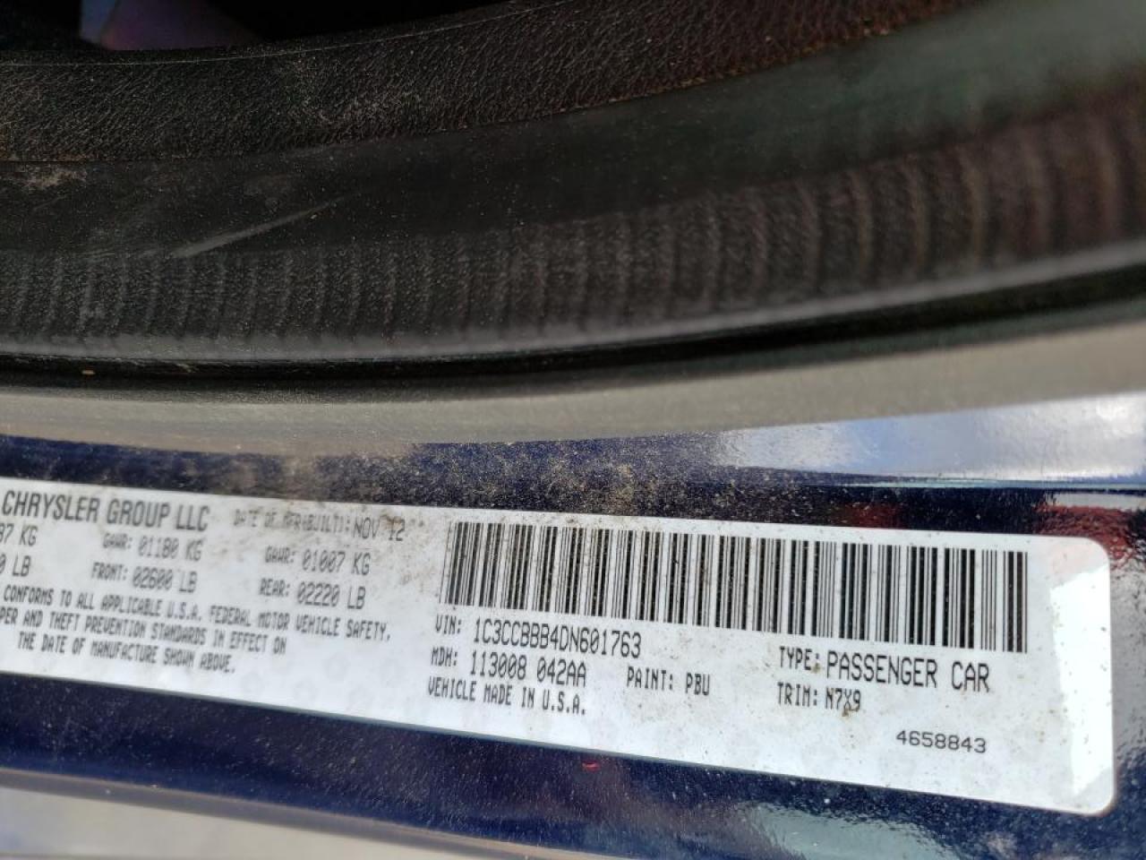 Photo 10 from auction – 2013 CHRYSLER 200 TOURIN with VIN 1C3CCBBB4DN601763