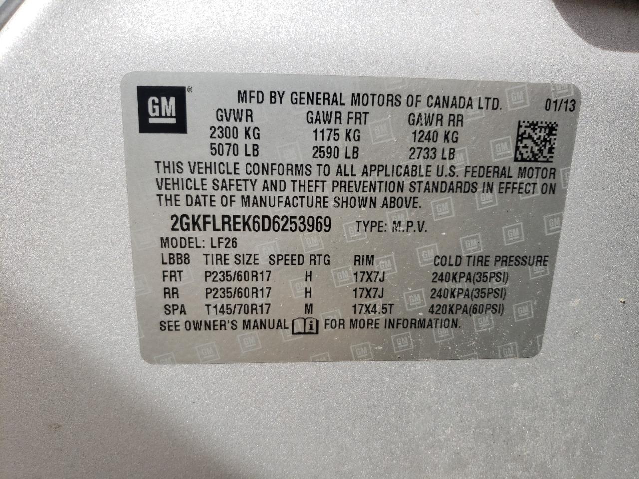 Фото 10 с аукциона – 2013 GMC TERRAIN SL с VIN 2GKFLREK6D6253969