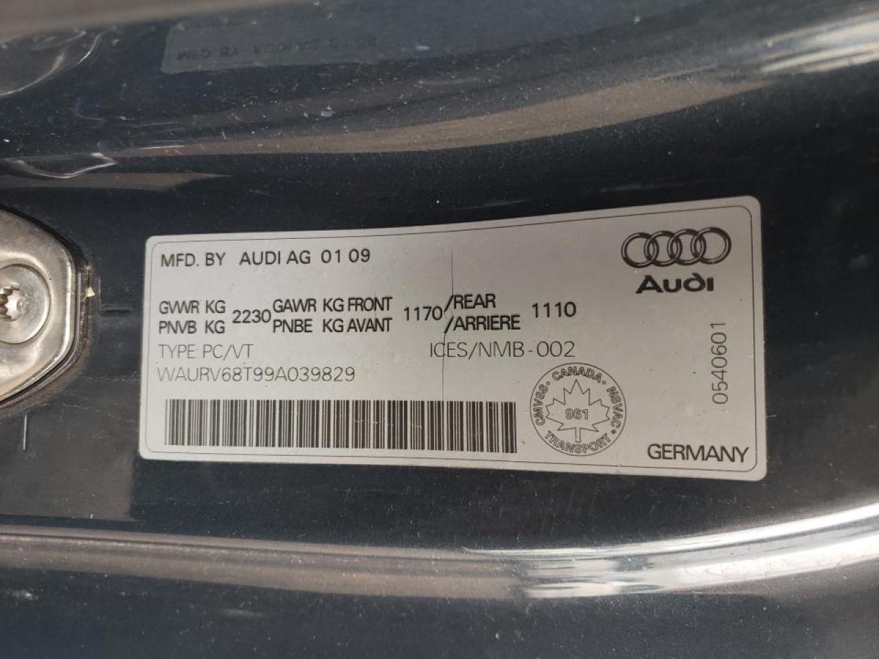 Photo 10 from auction – 2009 AUDI S5 QUATTRO with VIN WAURV68T99A039829
