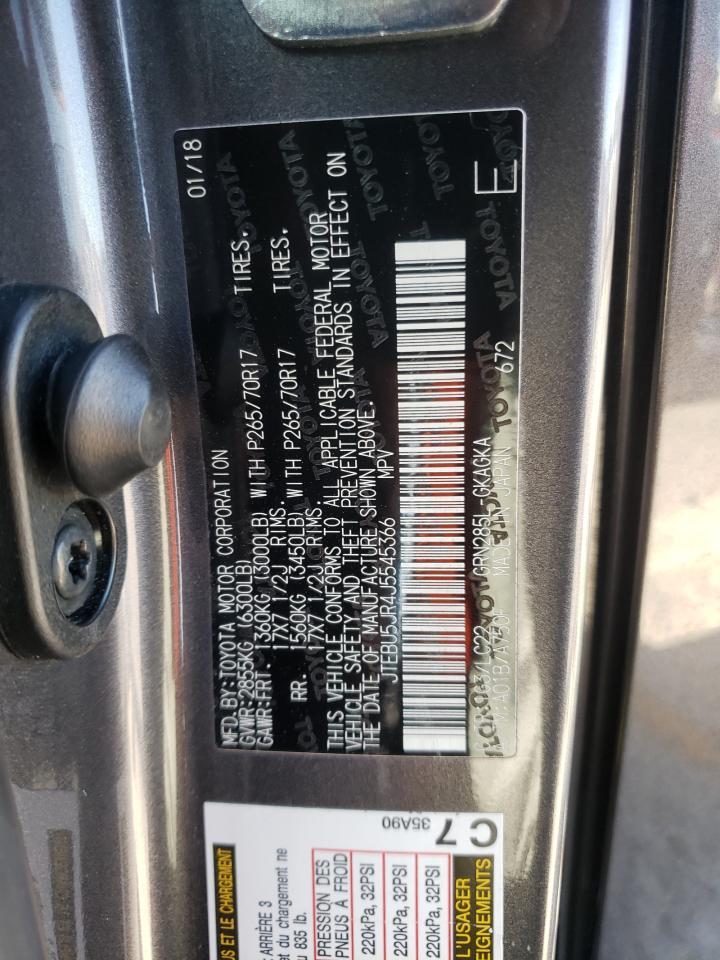 Photo 10 from auction – 2018 TOYOTA 4RUNNER SR with VIN JTEBU5JR4J5545366