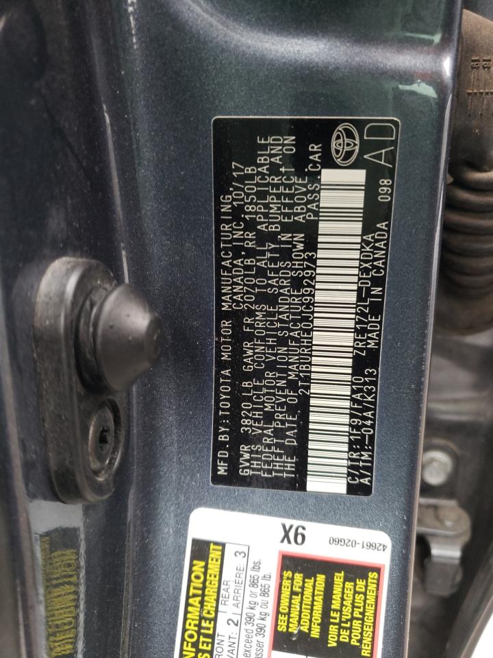 Photo 10 from auction – 2018 TOYOTA COROLLA L with VIN 2T1BURHE0JC992973