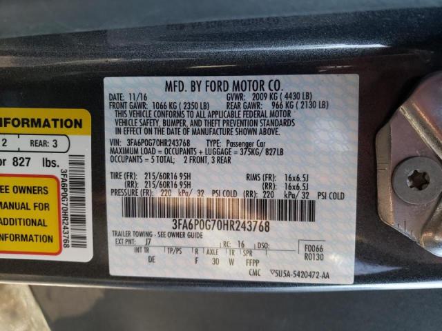 Photo 10 from auction – 2017 FORD FUSION with VIN 3FA6P0G70HR243768