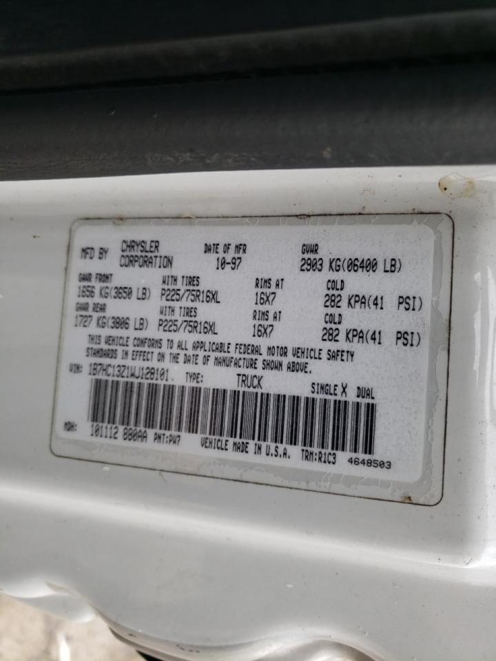 Photo 10 from auction – 1998 DODGE RAM 1500 with VIN 1B7HC13Z1WJ128101