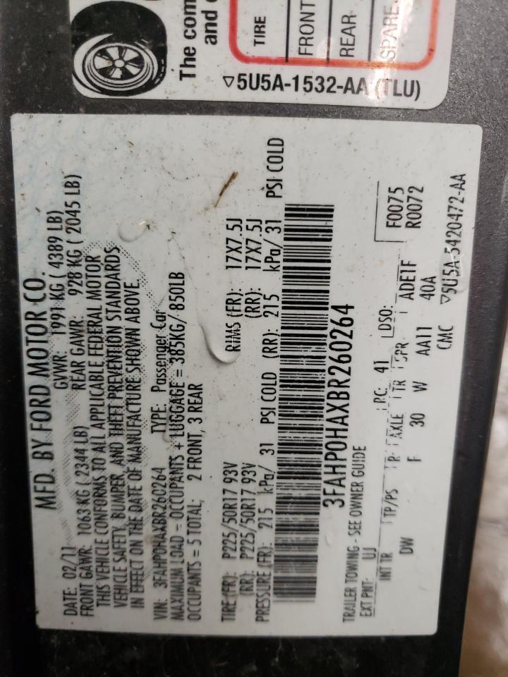 Photo 10 from auction – 2011 FORD FUSION SE with VIN 3FAHP0HAXBR260264