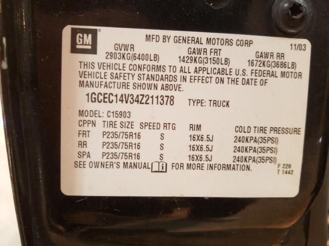 Photo 10 from auction – 2004 CHEVROLET SILVERADO with VIN 1GCEC14V34Z211378