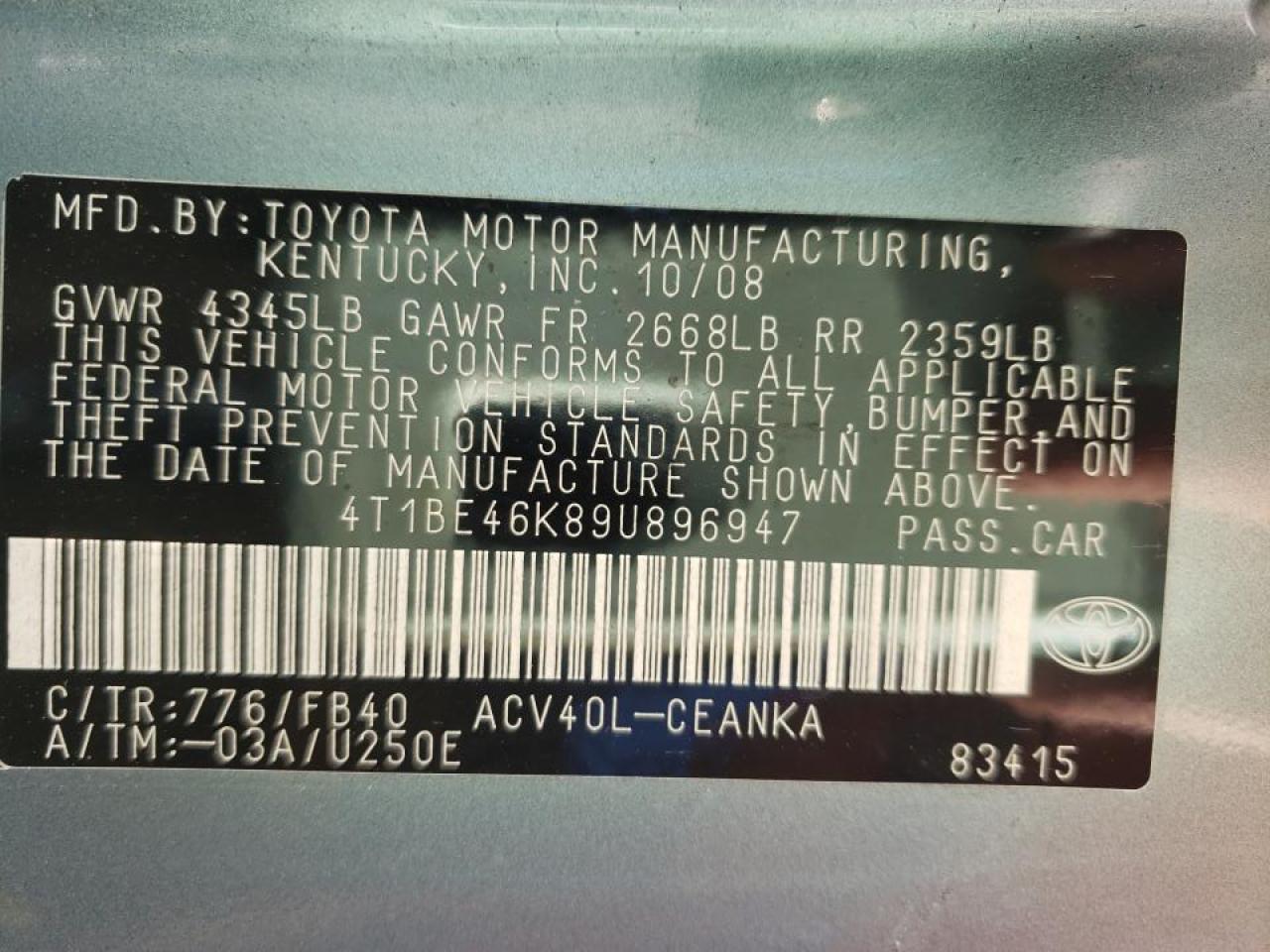 Photo 10 from auction – 2009 TOYOTA CAMRY BASE with VIN 4T1BE46K89U896947