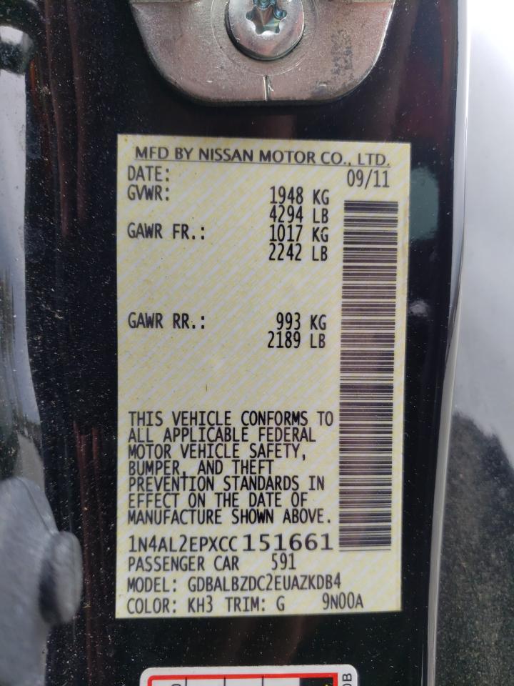Photo 10 from auction – 2012 NISSAN ALTIMA S with VIN 1N4AL2EPXCC151661