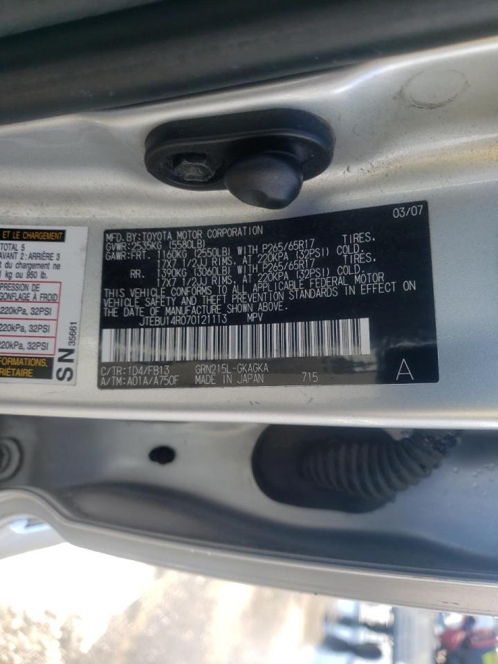 Photo 10 from auction – 2007 TOYOTA 4RUNNER SR with VIN JTEBU14R070121113