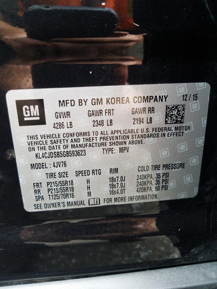 Photo 10 from auction – 2016 BUICK ENCORE PRE with VIN KL4CJDSB5GB593623